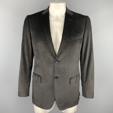 Z ZEGNA Size 40 Black Velvet Notch Lapel Sport Coat