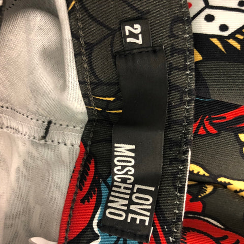 LOVE MOSCHINO Talla 4 Vaqueros de dibujos animados de algodón y elastano negro multicolor