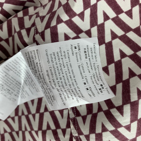 VALENTINO Size XL Burgundy White Cotton Crew-Neck Long Sleeve Shirt