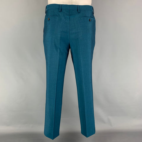 BURBERRY LONDON Size 42 R Teal Wool Mohair Notch Lapel Suit