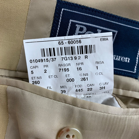 POLO by RALPH LAUREN Size 46 Beige Cotton Notch Lapel Suit
