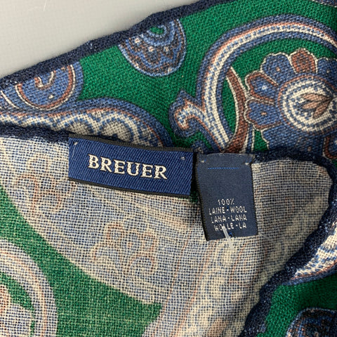 BREUER Pochette de costume en laine motif cachemire vert et bleu marine