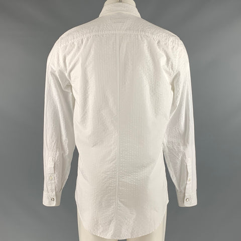 MARC JACOBS Size M White Seersucker Cotton Snaps Long Sleeve Shirt