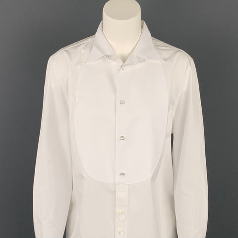 RALPH LAUREN Purple Label Talla 12 Camisa de esmoquin de algodón blanco