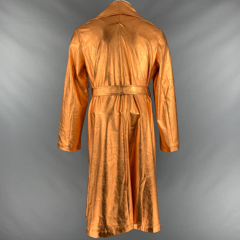 SIMON MILLER Size L Copper Faux Leather Metallic Trench Coat