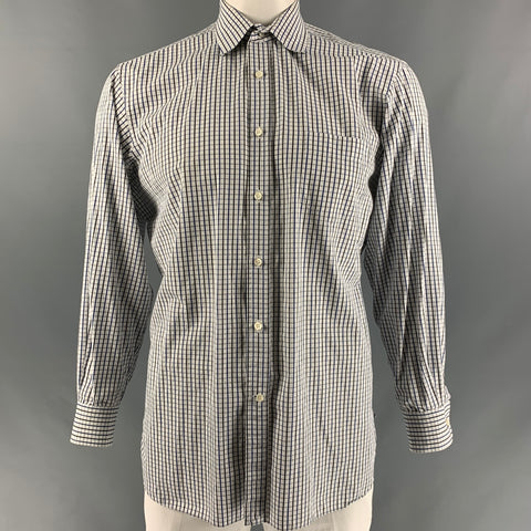 RALPH LAUREN Size L White & Black Plaid Cotton Button Up Long Sleeve Shirt