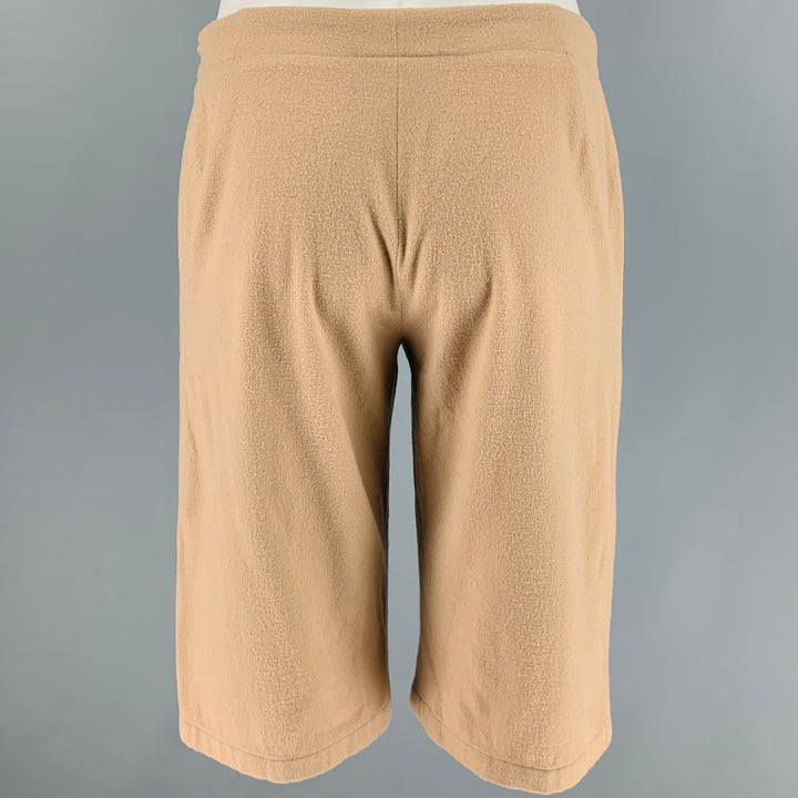 JIL SANDER Talla 8 Pantalones cortos con parte delantera plana en mezcla de lana color camel