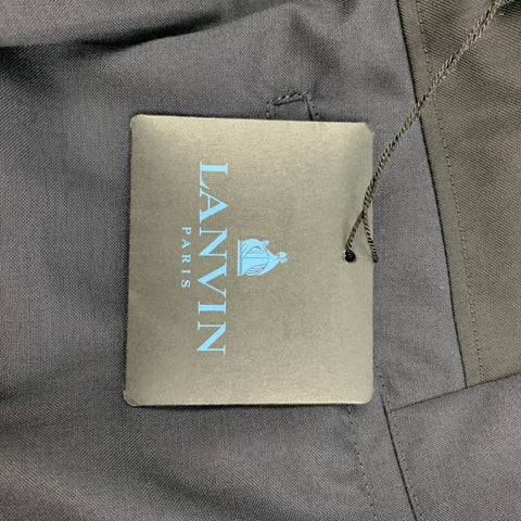 LANVIN Size 34 Navy Wool Flat Front Slim Dress Pants