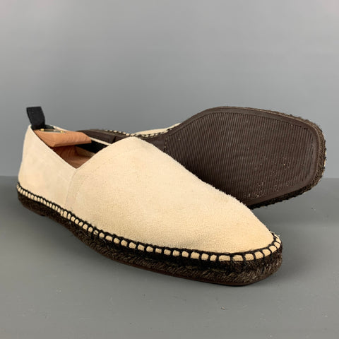 TOM FORD Size 11 Beige Solid Leather Espadrille Loafers