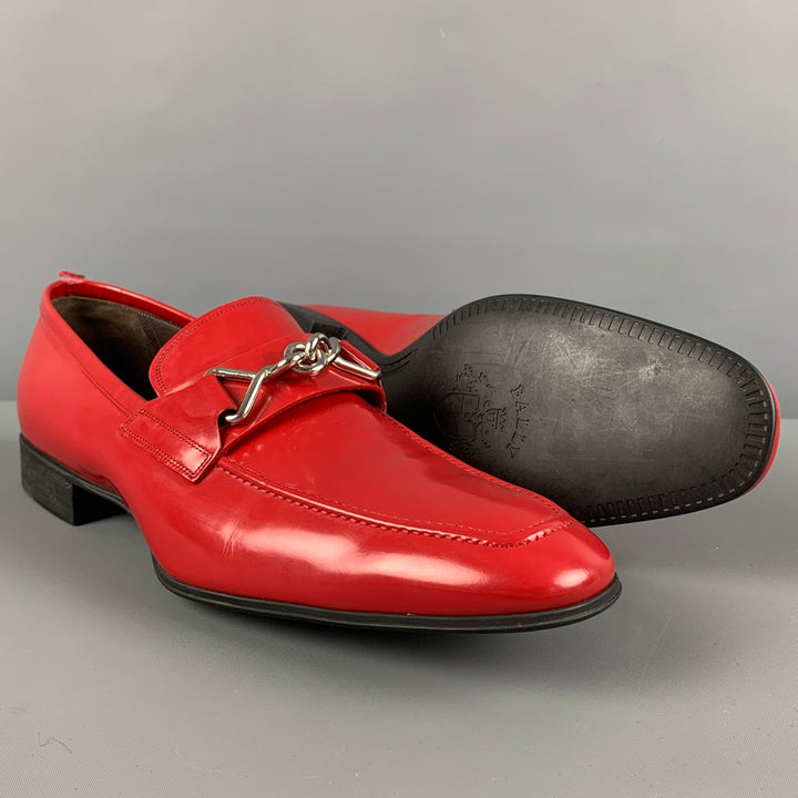 BALLY Size 10 Red Leather Slip On Loafers