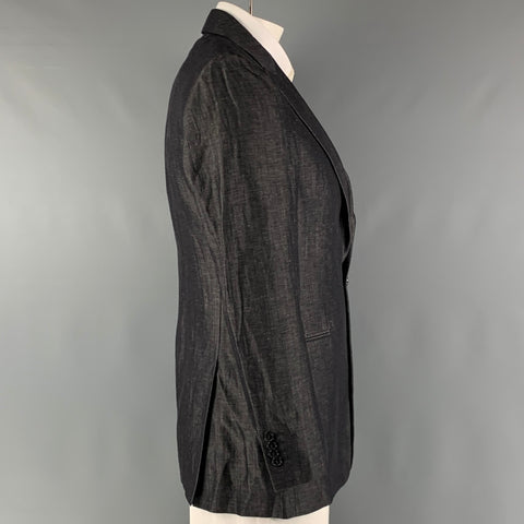 EMPORIO ARMANI Size 42 Charcoal Peak Lapel Sport Coat