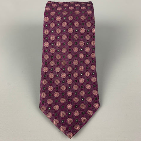 ETRO Purple Beige Dots Silk Tie