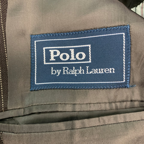 RALPH LAUREN Size 42 Long Brown Stripe Wool Notch Lapel Suit