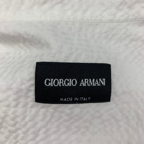 GIORGIO ARMANI Size L White Textured Cotton Nehru Collar Long Sleeve Shirt