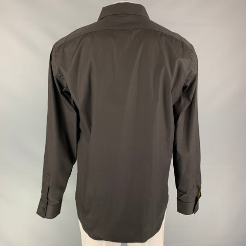 GIANNI VERSACE Size XL Black Cotton Button Up Long Sleeve Shirt