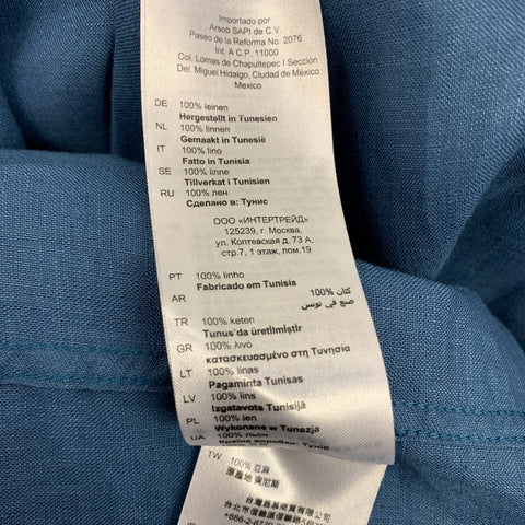 SANDRO Taille XL Chemise boutonnée en lin bleu coupe classique