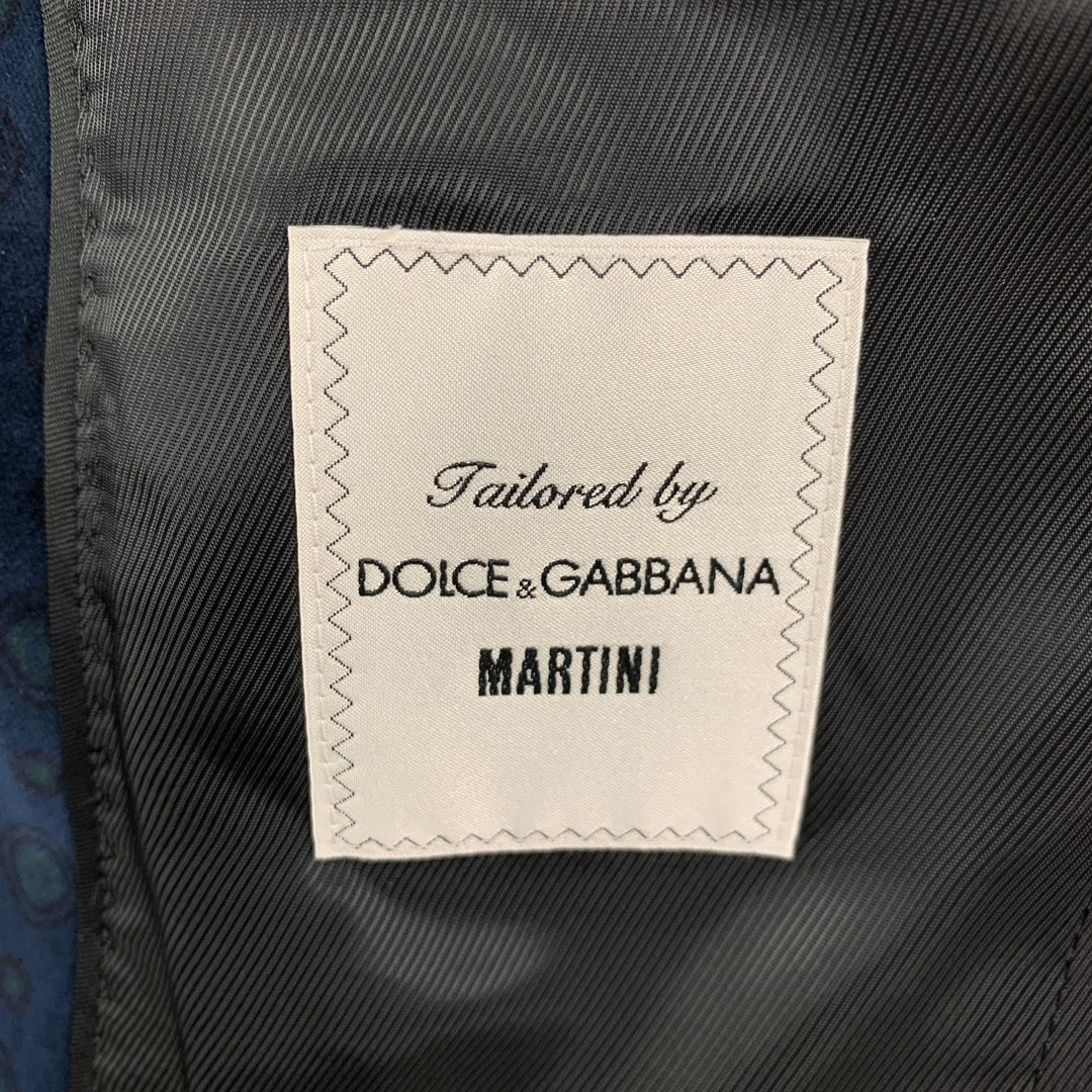 DOLCE &amp; GABBANA Taille 34 Manteau de sport en mélange de coton avec cercles noirs marine