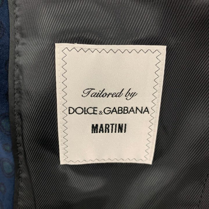 DOLCE &amp; GABBANA Taille 34 Manteau de sport en mélange de coton avec cercles noirs marine