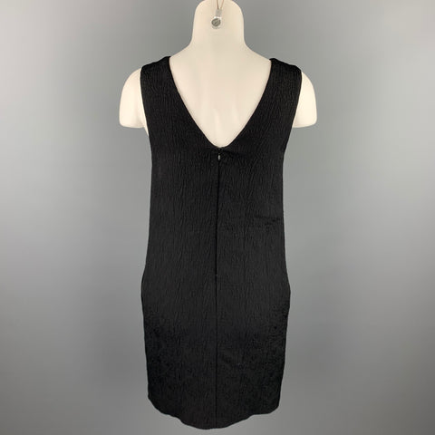 MSGM Size 6 Black Jacquard Embellished Viscose Blend Shift Dress