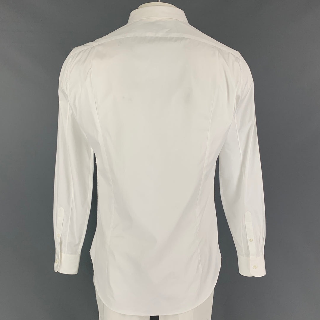 ALEXANDER MCQUEEN Size XL White Black Embroidery Cotton Long Sleeve Shirt