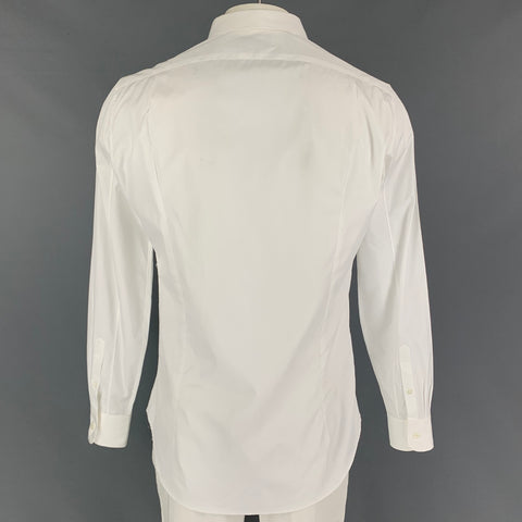 ALEXANDER MCQUEEN Size XL White Black Embroidery Cotton Long Sleeve Shirt