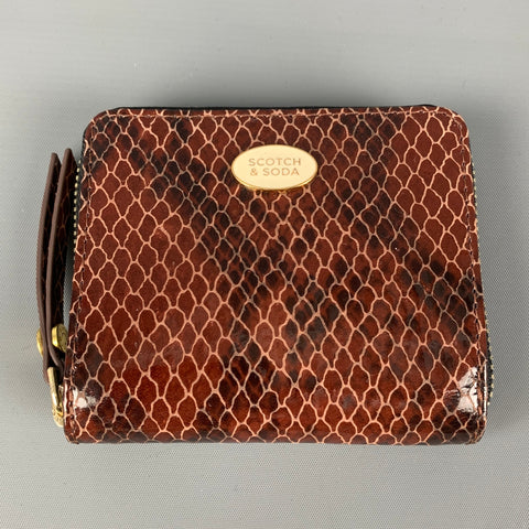 SCOTCH AND SODA  Burgundy Brown Faux Snake Leather Wallet