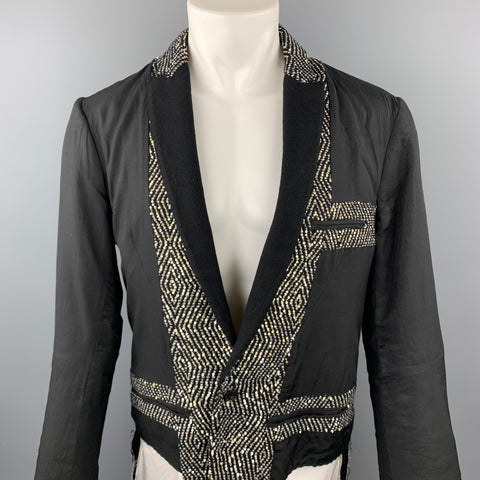 HAIDER ACKERMANN Size 40 Black Mixed Fabrics Peak Lapel Jacket