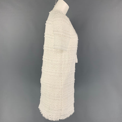 MARGARET OLEARY Taille XS Robe à manches courtes en polyester blanc avec œillets
