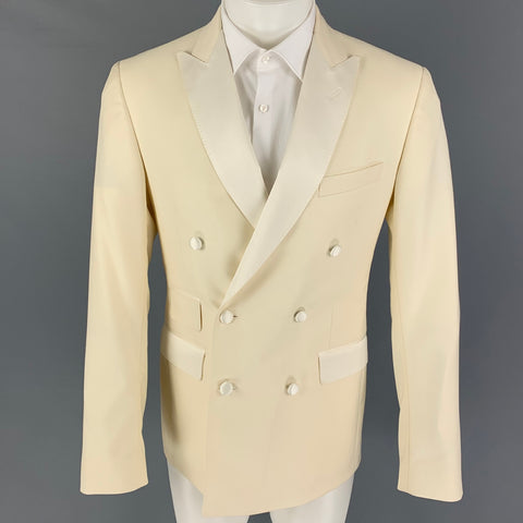 DAVID AUGUST Size 40 Cream Wool Double Breasted Sport Coat