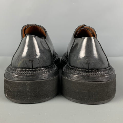 MARSELL Talla 12 Zapatos con cordones y plataforma de cuero antiguo negro