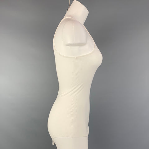 RICK OWENS ANTHEM S/S 11 Taille 6 Débardeur en viscose / soie blanche à ourlet incurvé