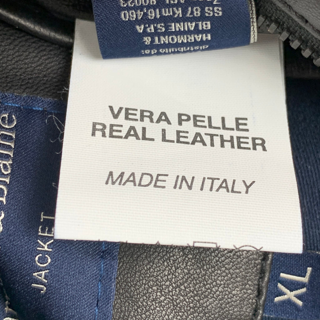 HARMONT & BLAINE Size XL Black Quilted Leather Zip Up Jacket