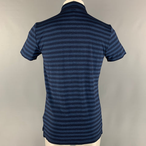 ARMANI COLLEZIONI Size M Navy Blue Stripe Viscose Blend Buttoned Polo