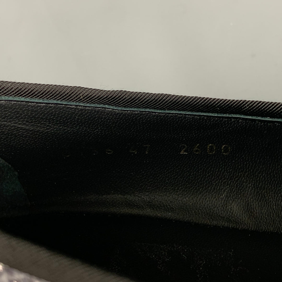 GIUSEPPE ZANOTTI Size 14 Grey Silver Snake Print Leather Slip On Loafers
