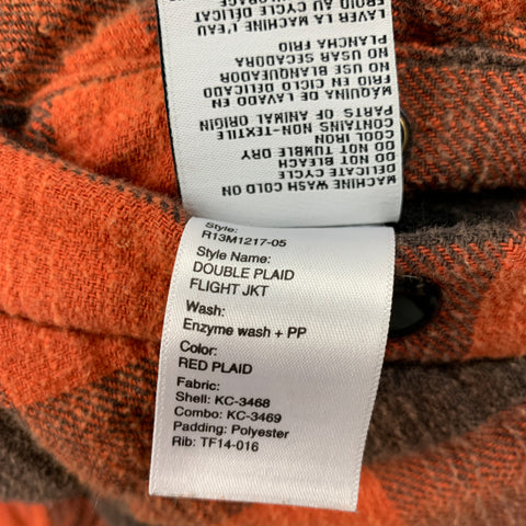 R13 size XS Orange Black Plaid Cotton Reversible Jacket