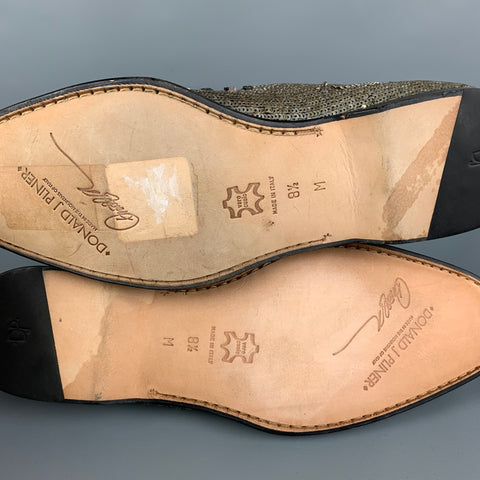 DONALD J PLINER Size 8.5 Gold Silver Beaded Leather Slip On Loafers