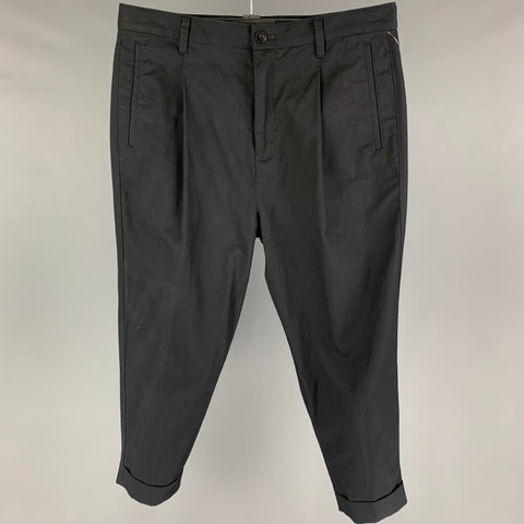 HELMUT LANG Size 32 Black Cotton Cropped Casual Pants