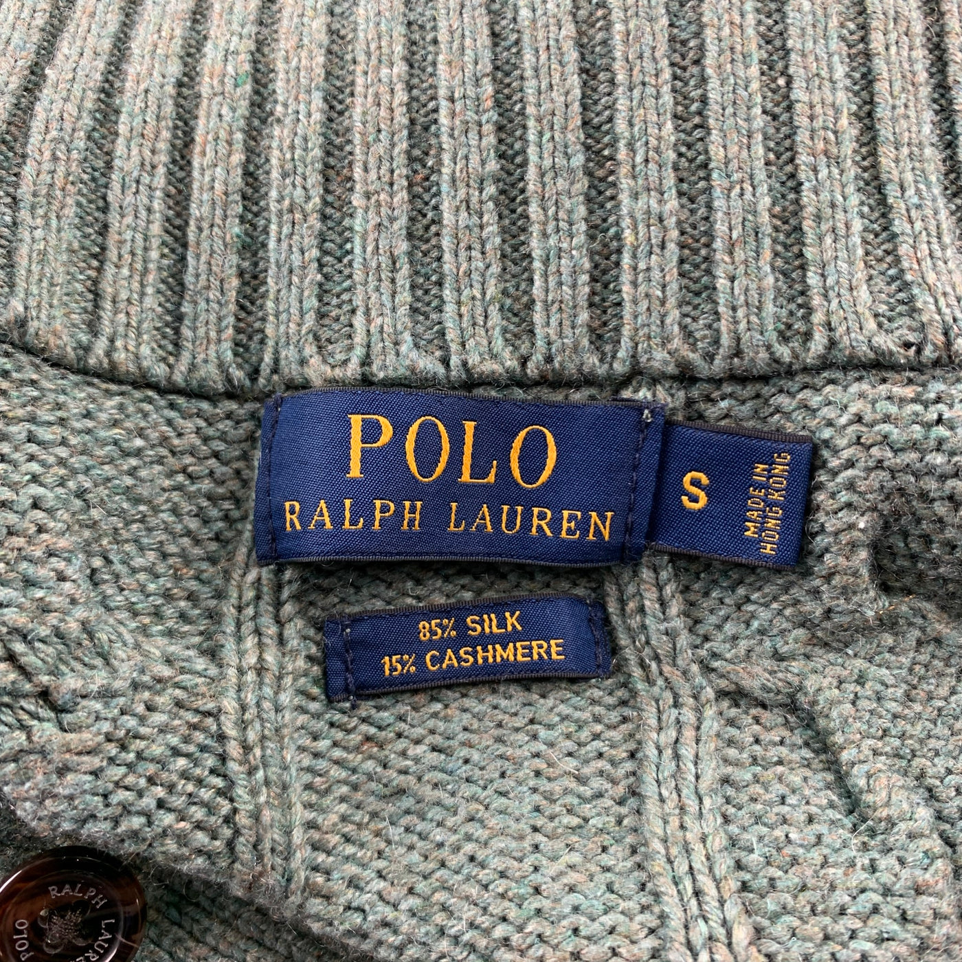 POLO by RALPH LAUREN Size S Olive Cable Knit Silk / Cashmere Mock Turtleneck Sweater