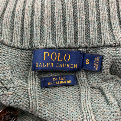 POLO by RALPH LAUREN Size S Olive Cable Knit Silk / Cashmere Mock Turtleneck Sweater