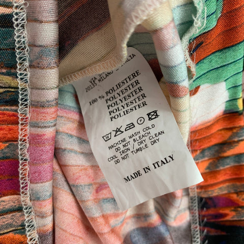 ETRO Size 4 Multi-Color Polyester Abstract Short Sleeve Casual Top