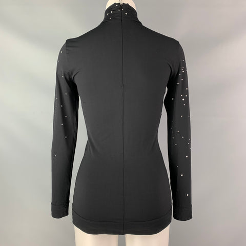 MOSCHINO Cheep and Chic Size 8 Black Studded Heart Polyamide / Eastane Pullover