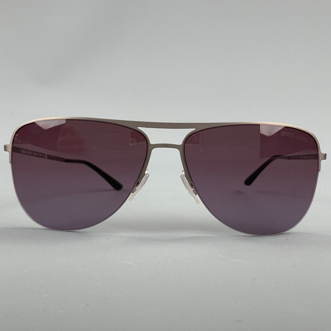 GIORGIO ARMANI Grey Metal Aviator Sunglasses