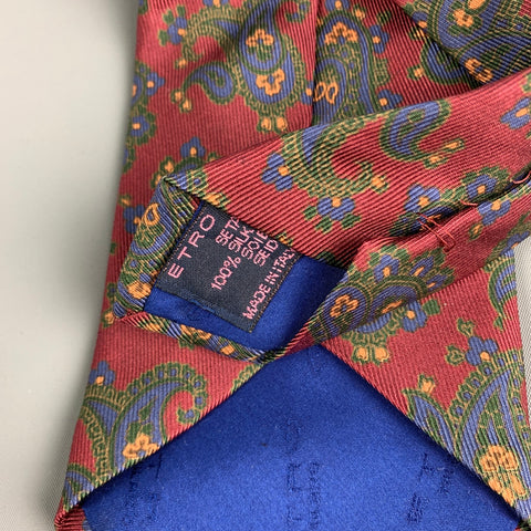 ETRO Cravate en soie bordeaux à motif cachemire