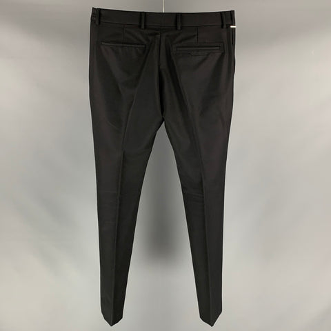 LOUIS VUITTON Size 36 Black Solid Wool Blend Zip Fly Dress Pants