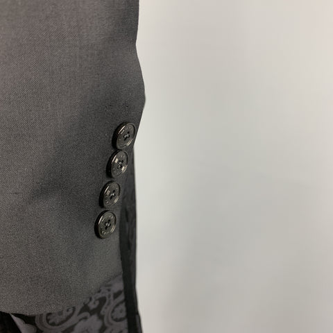 ETRO Size 42 Black Paisley Wool Peak Lapel 35 x 35 Tuxedo