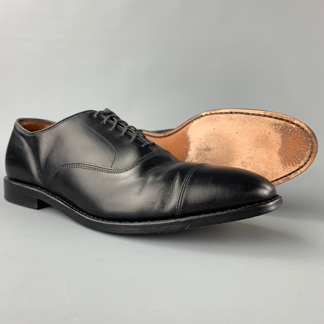 ALLEN EDMONDS Park Avenue Size 11.5 Black Leather Cap Toe Lace Up Shoes