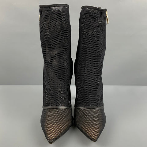GIANVITO ROSSI Size 9.5 Black Mesh Side Zipper Boots
