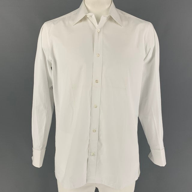 CHARVET Size M White Cotton French Cuff Long Sleeve Shirt