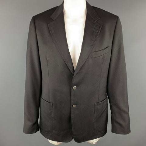 PAUL SMITH Size 44 Black Wool / Cashmere Notch Lapel Stitches Sport Coat