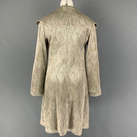 GIORGIO ARMANI Taille 6 Manteau à double boutonnage en jacquard mélangé d'acétate gris argenté